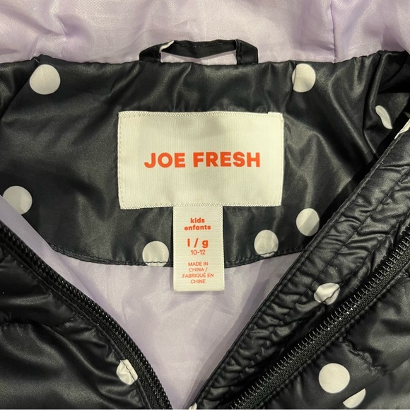 Joe Fresh Black & White Polka Dot Puffer Jacket - Kids Size L - Picture 3 of 5